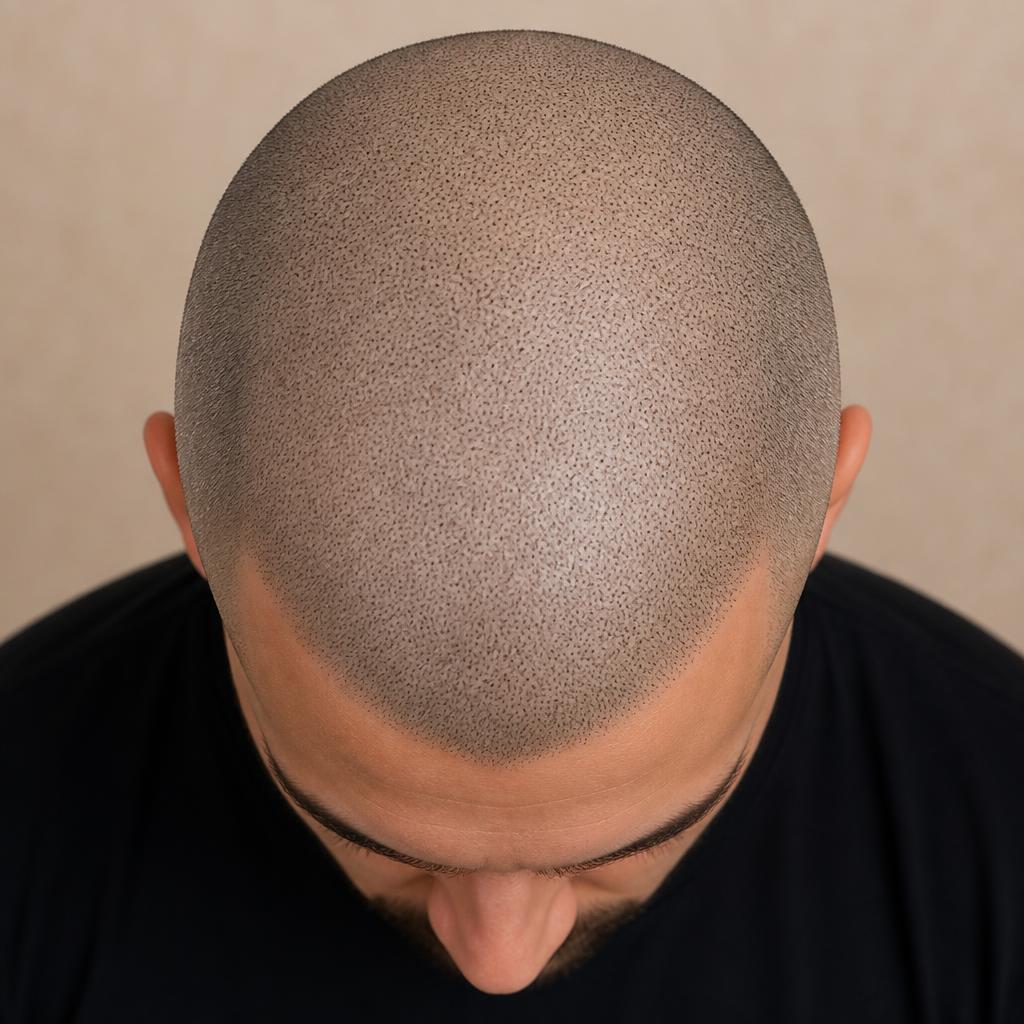 Après tricopigmentation — effet crâne rasé